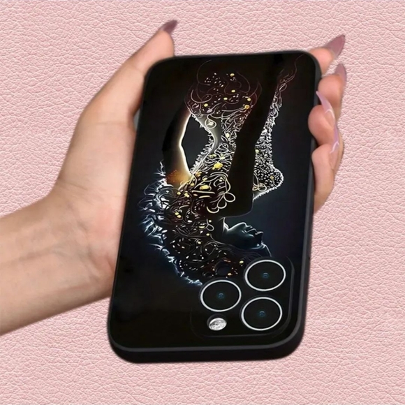 Creative Girl Printed Phone Case For iPhone 15 Pro - BLACK- CLEARANCE - Picture 4 of 6